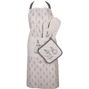 Clayre & Eef BNS45 Potholder 20x20 cm Beige Gris con motivo de conejito