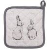 Clayre & Eef BNS45 Potholder 20x20 cm Beige Gris con motivo de conejito