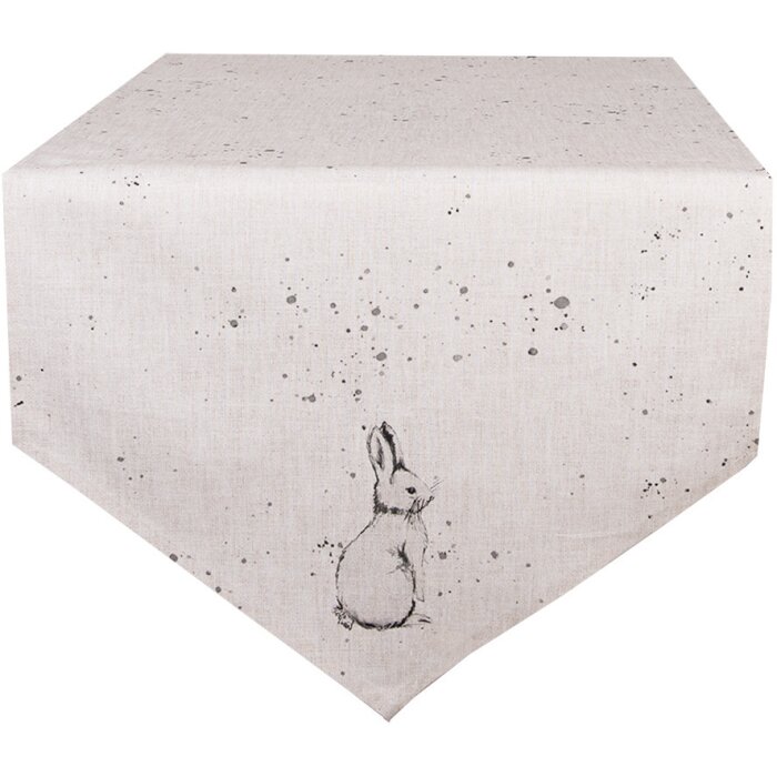 Clayre & Eef BNS65 Camino de Mesa 50x160 cm algodón beige gris estilo country