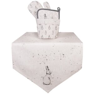Clayre & Eef BNS65 Camino de Mesa 50x160 cm algodón beige gris estilo country