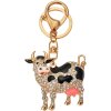Juleeze JZKC0174 Llavero Oro Negro Vaca Brillante con Pedrería