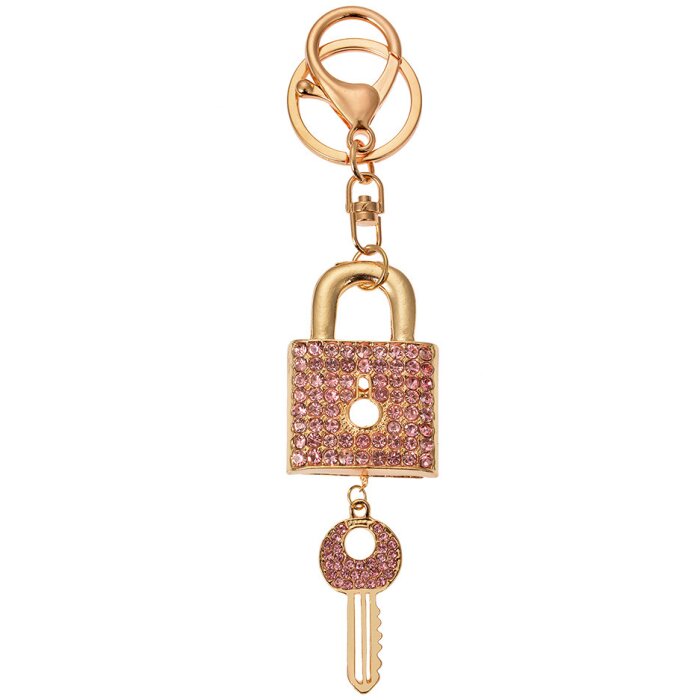 Juleeze JZKC0180 Llavero color oro rosa con cristales 4x2x5 cm