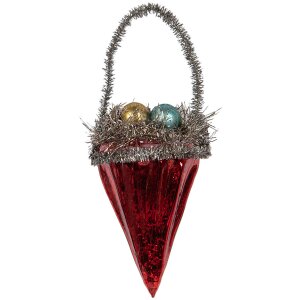 Clayre & Eef Colgante de Navidad vidrio rojo plata...