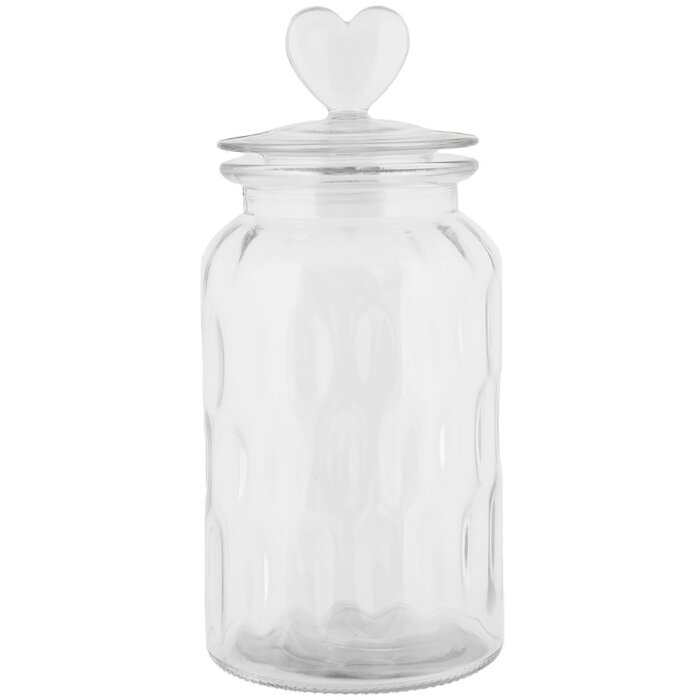 Clayre & Eef tarro de almacenaje con tapa de corazón Ø 11x24 cm estilo campestre