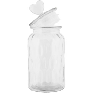 Clayre & Eef tarro de almacenaje con tapa de corazón Ø 11x24 cm estilo campestre