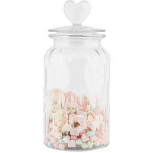 Clayre & Eef tarro de almacenaje con tapa de corazón Ø 11x24 cm estilo campestre