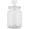 Clayre & Eef tarro de almacenaje tapa corazón Ø 11x20 cm vidrio estilo campestre