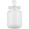 Clayre & Eef tarro de almacenaje tapa corazón Ø 11x20 cm vidrio estilo campestre