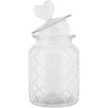 Clayre & Eef tarro de almacenaje tapa corazón Ø 11x20 cm vidrio estilo campestre