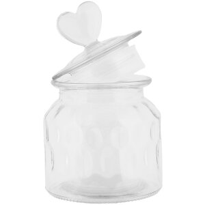 Clayre & Eef tarro de almacenaje tapa corazón cristal Ø11 cm H16 cm estilo country