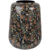 Clayre & Eef 65886 Jarrón Decorativo Hierro Negro Marrón Ø 31x40 cm Diseño Botánico