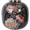 Clayre & Eef 65888 Jarrón Decorativo Hierro Negro Rosa Ø 29x29 cm