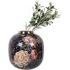Clayre & Eef 65888 Jarrón Decorativo Hierro Negro Rosa Ø 29x29 cm