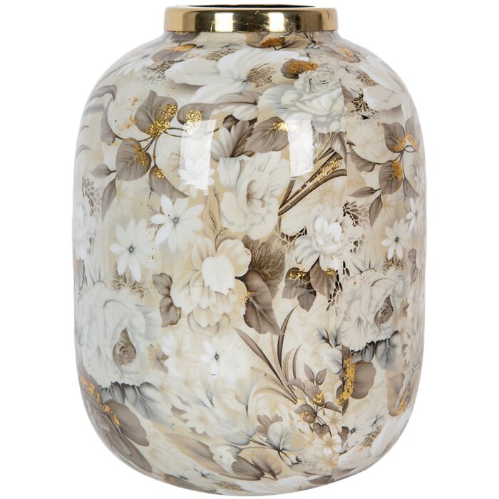 Clayre & Eef 65890 Jarrón Decoración Hierro Beige Marrón Ø 17x22 cm