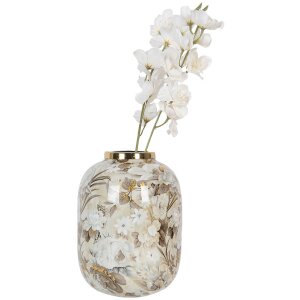 Clayre & Eef 65890 Jarrón Decoración Hierro Beige Marrón Ø 17x22 cm