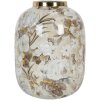 Clayre & Eef 65890 Jarrón Decoración Hierro Beige Marrón Ø 17x22 cm