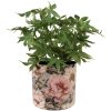 Clayre & Eef 65894 Maceta Hierro Gris Rosa Ø 16x15 cm Diseño Romántico