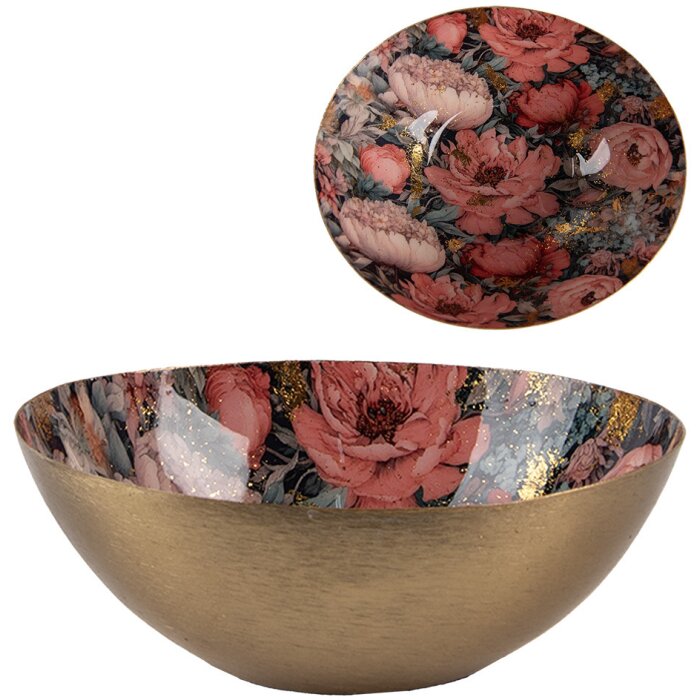 Clayre & Eef 65898 Bol Hierro Rosa Dorado 16x14x6 cm Elegante bol para servir