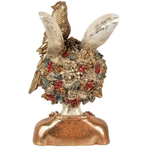 Clayre & Eef 6PR5090 Decoración Busto Conejo Oro Blanco 22x22x34 cm