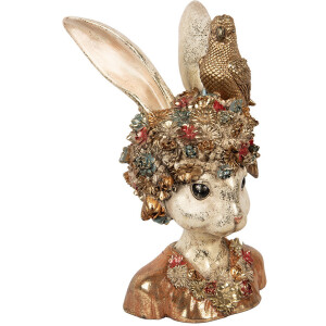 Clayre & Eef 6PR5090 Decoración Busto Conejo Oro Blanco 22x22x34 cm
