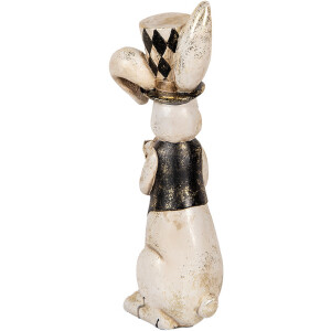 Clayre & Eef figurita decorativa conejo vintage blanco negro oro 12x14x38 cm