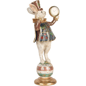 Clayre & Eef Conejo Decorativo con Reloj Oro Blanco...