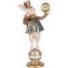 Clayre & Eef Conejo Decorativo con Reloj Oro Blanco 17x11x35 cm Estilo Vintage
