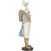 Clayre & Eef Conejo decorativo 13x12x38 cm Blanco Azul Country Style Poliresina