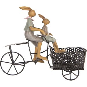 Clayre & Eef decoración conejo en bicicleta estilo country 28x12x23 cm