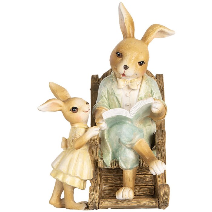 Clayre & Eef figura decorativa conejo estilo campestre poliresina 12x11x17 cm Beige