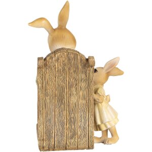 Clayre & Eef figura decorativa conejo estilo campestre poliresina 12x11x17 cm Beige