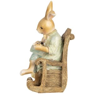 Clayre & Eef figura decorativa conejo estilo campestre poliresina 12x11x17 cm Beige