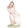 Clayre & Eef Figurita Decorativa Conejo con Paraguas 9x7x15 cm Blanco Rosa