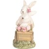 Clayre & Eef Figurita Decorativa Conejo con Carro Beige 14x7x12 cm