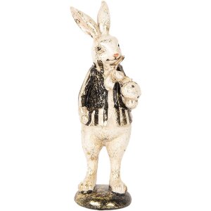 Clayre & Eef Conejo Decorativo Poliresina Beige Negro...