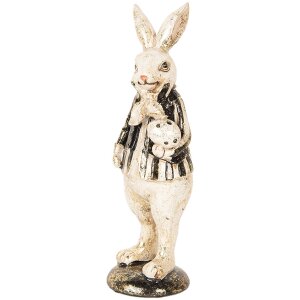 Clayre & Eef Conejo Decorativo Poliresina Beige Negro 8x9x25 cm