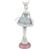 Clayre & Eef Figurita Decorativa Conejo Bailarina Blanco Verde Rosa 9x8x23 cm