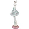 Clayre & Eef Figurita Decorativa Conejo Bailarina Blanco Verde Rosa 9x8x23 cm