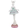 Clayre & Eef Figurita Decorativa Conejo Bailarina Blanco Verde Rosa 9x8x23 cm