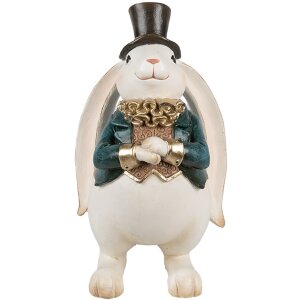 Clayre & Eef Figurita Decorativa Conejo Blanco Azul...