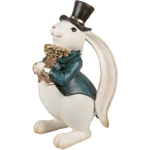 Clayre & Eef Figurita Decorativa Conejo Blanco Azul...