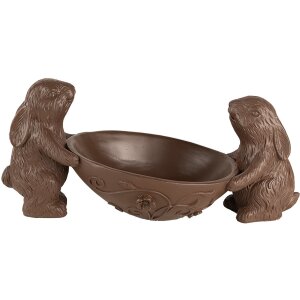 Clayre & Eef Conejo Decorativo con Huevo Marrón 34x15x15 cm Poliresina Estilo Campestre