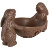 Clayre & Eef Conejo Decorativo con Huevo Marrón 34x15x15 cm Poliresina Estilo Campestre