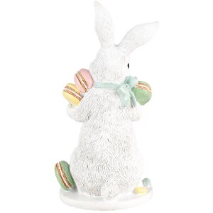Clayre & Eef Decoración Conejo Blanco Rosa 13x15x25 cm Decoración de Pascua