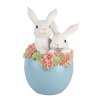 Clayre & Eef Figura Decorativa Conejo en un Huevo de Pascua Blanco Azul 13x12x21 cm