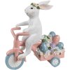Clayre & Eef Conejo Decorativo en Bicicleta Blanco Rosa 29x12x31 cm Figurita de Pascua