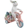 Clayre & Eef Conejo Decorativo en Bicicleta Blanco Rosa 29x12x31 cm Figurita de Pascua
