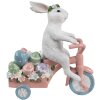 Clayre & Eef Conejo Decorativo en Bicicleta Blanco Rosa 29x12x31 cm Figurita de Pascua