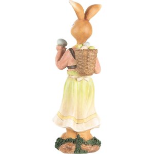 Clayre & Eef Decoración Conejo Estilo Campestre Poliresina 13x13x33 cm Marrón Verde