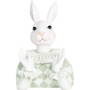 Clayre & Eef Conejo Decorativo Blanco Verde 11x10x16...